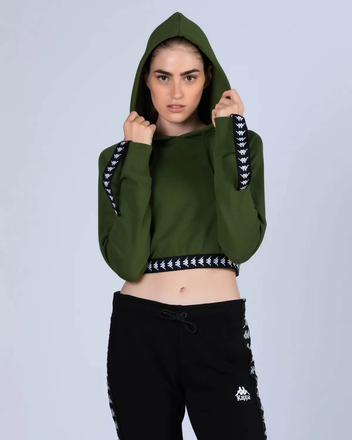 Yeşil 222 Banda Vanity  Kadın Yeşil-Siyah Regular Hoodie