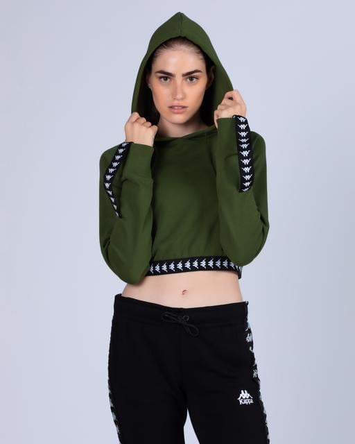 Yeşil 222 Banda Vanity  Kadın Yeşil-Siyah Regular Hoodie - KAPPA® Türkiye
