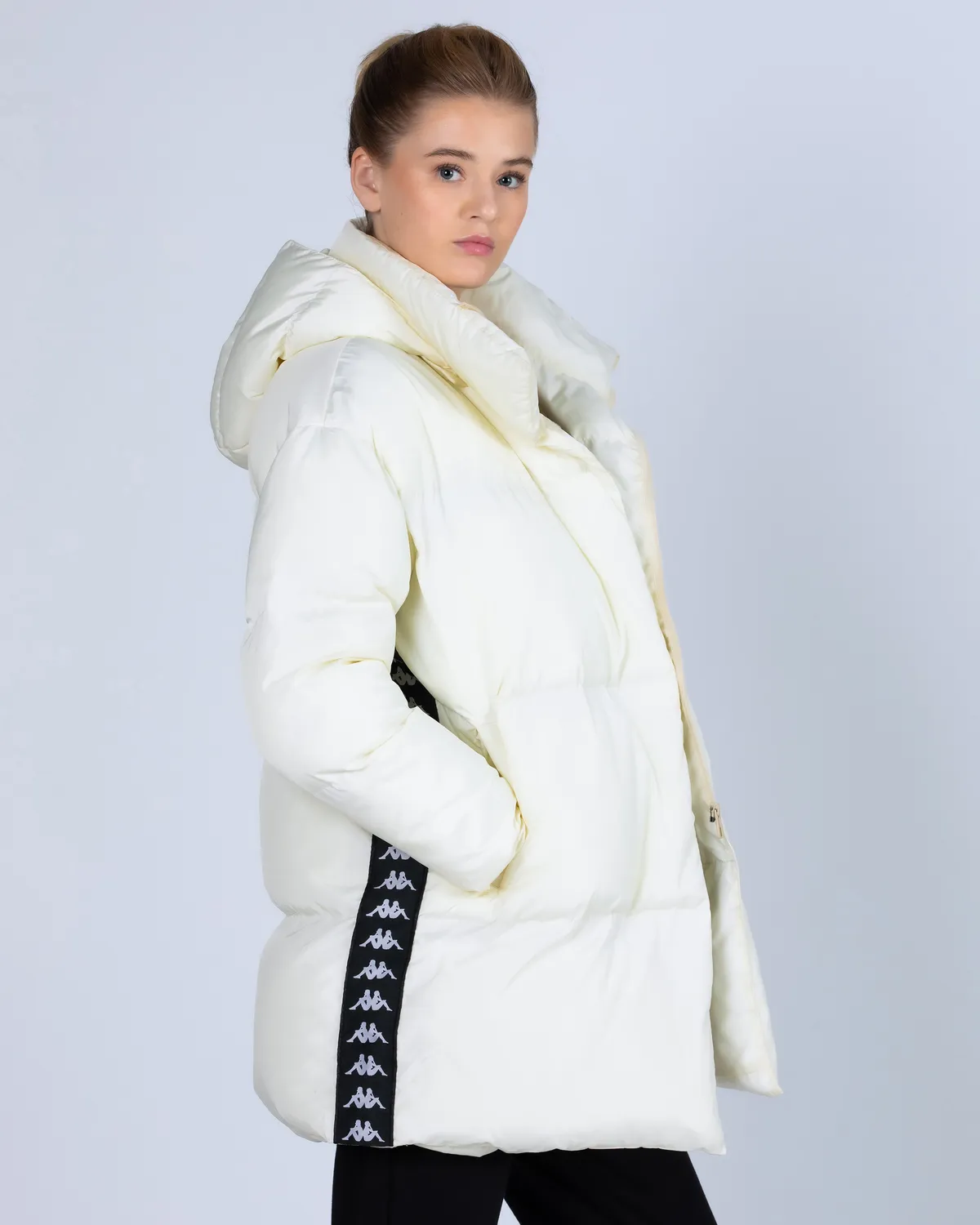 Beyaz 222 Banda Leah  Kadın Krem-Siyah Regular Fit Mont