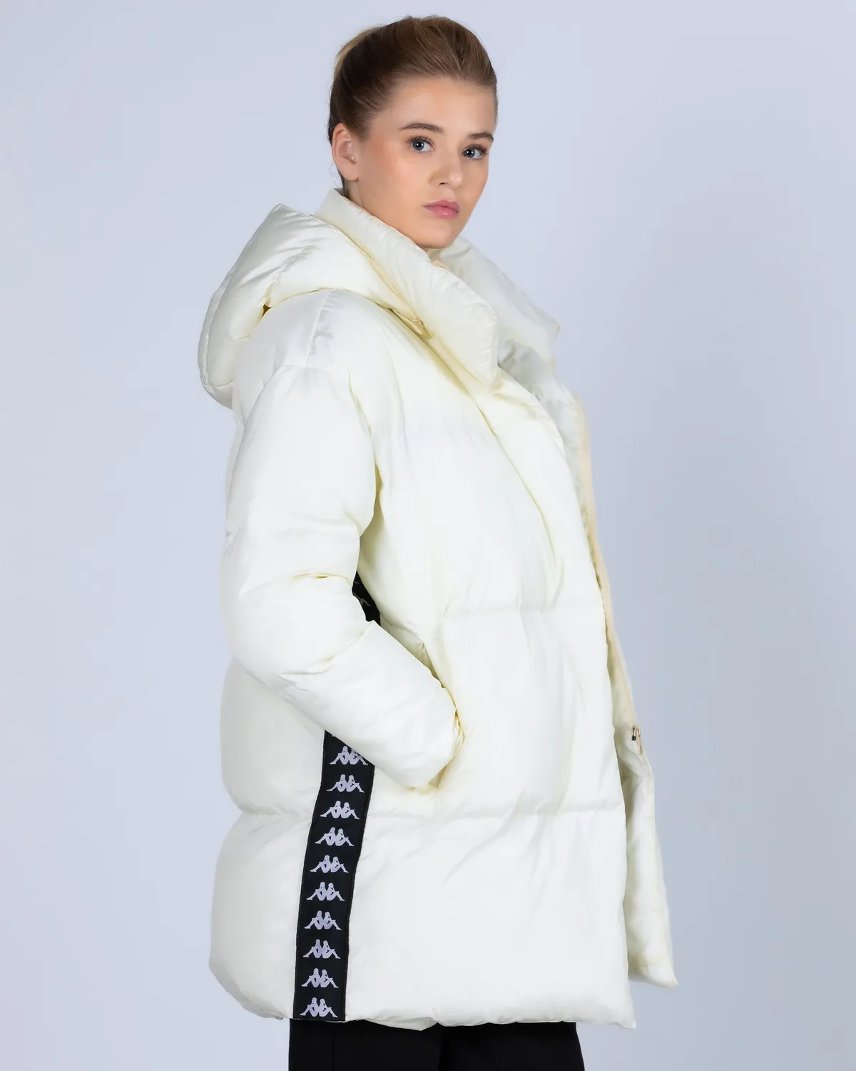 Beyaz 222 Banda Leah  Kadın Krem-Siyah Regular Fit Mont