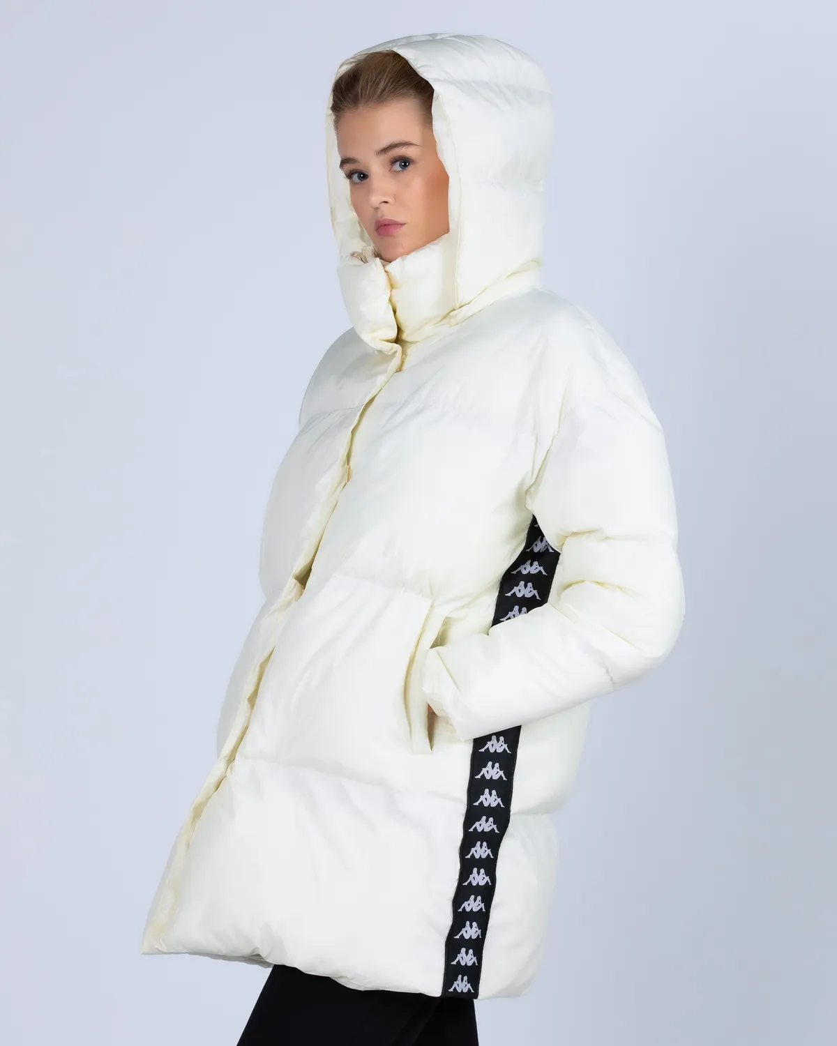 Beyaz 222 Banda Leah  Kadın Krem-Siyah Regular Fit Mont