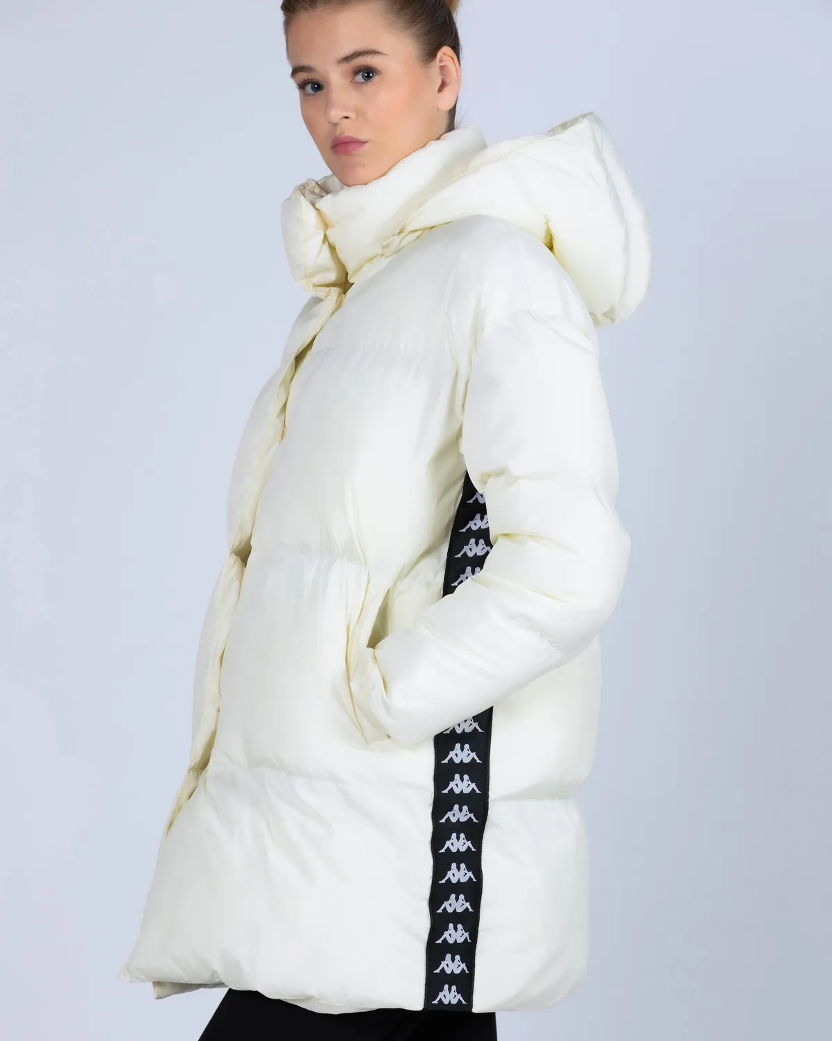 Beyaz 222 Banda Leah  Kadın Krem-Siyah Regular Fit Mont