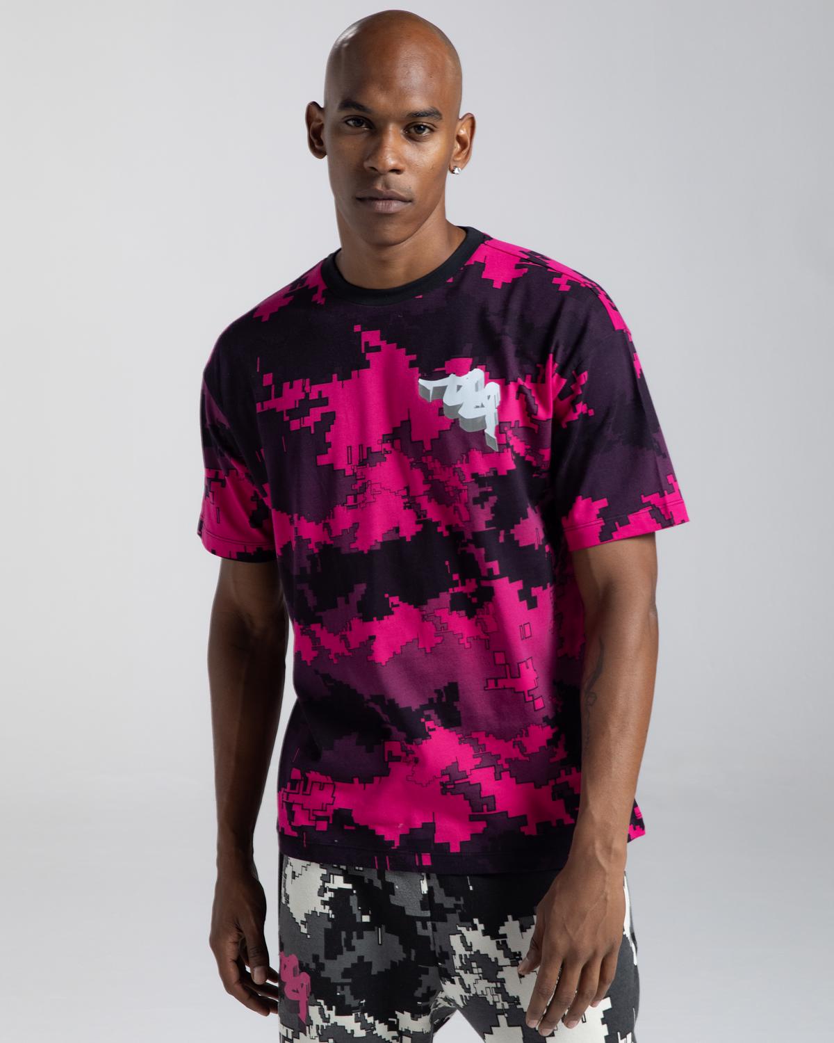 Authentic Graphik Gabriel Erkek Siyah - Pembe Comfort Tişört