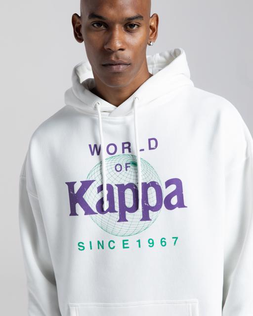 Beyaz Authentic Ageo Erkek Beyaz Oversize Fit Hoodie - KAPPA® Türkiye