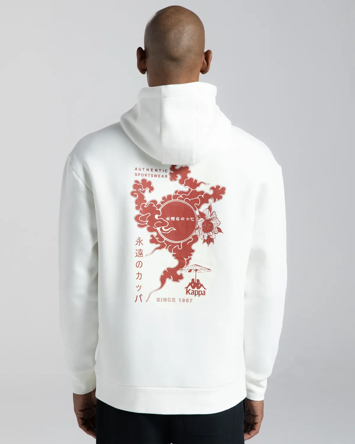 Beyaz Authentic Fuji Erkek Beyaz Oversize Fit Hoodie