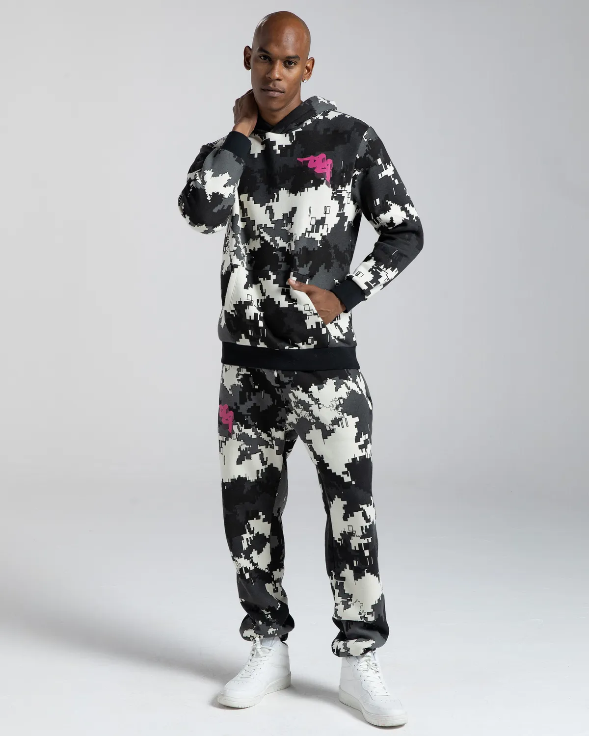 Siyah Authentic Graphik Gimmy Erkek Siyah-Beyaz Comfort Hoodie