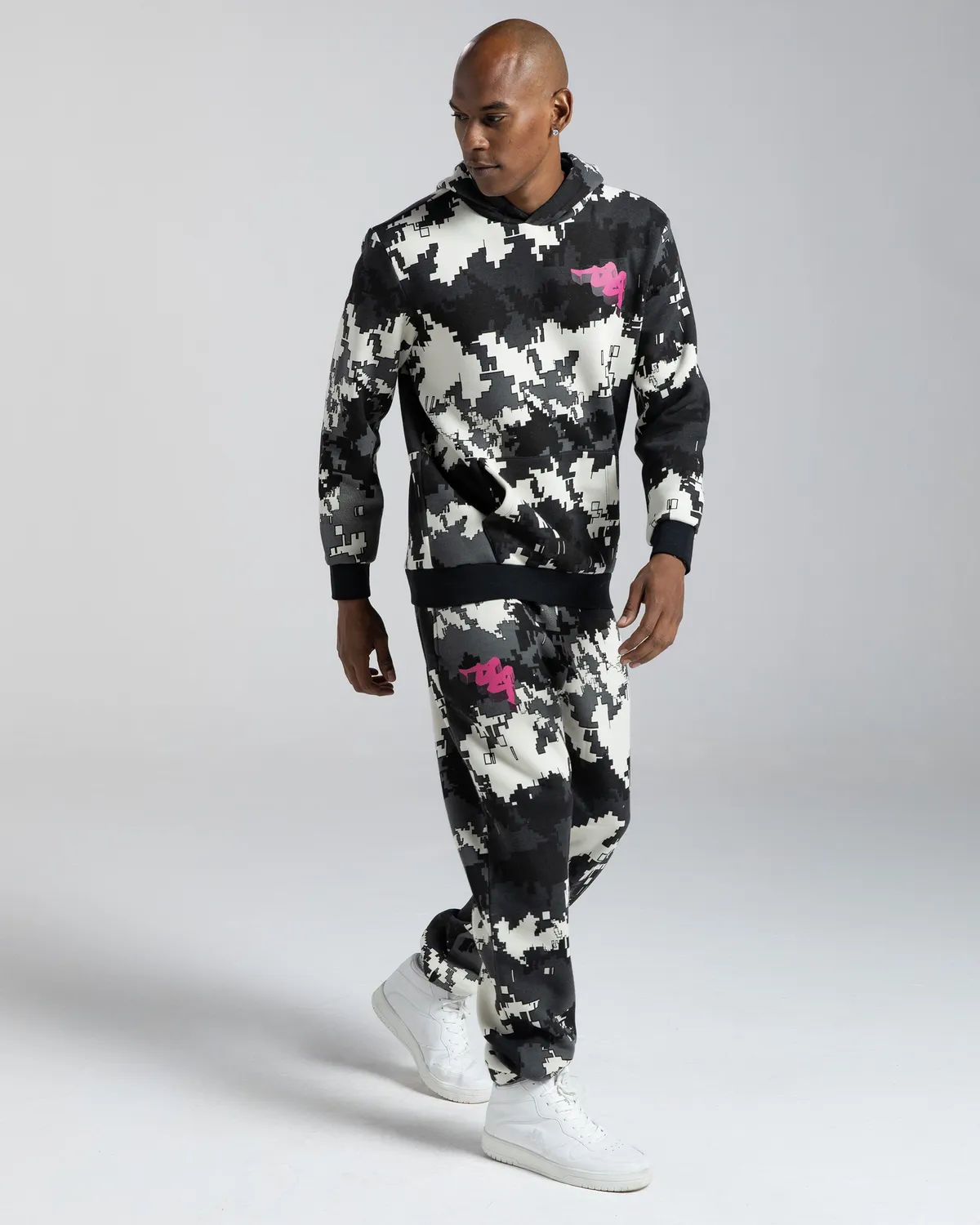 Siyah Authentic Graphik Gimmy Erkek Siyah-Beyaz Comfort Hoodie