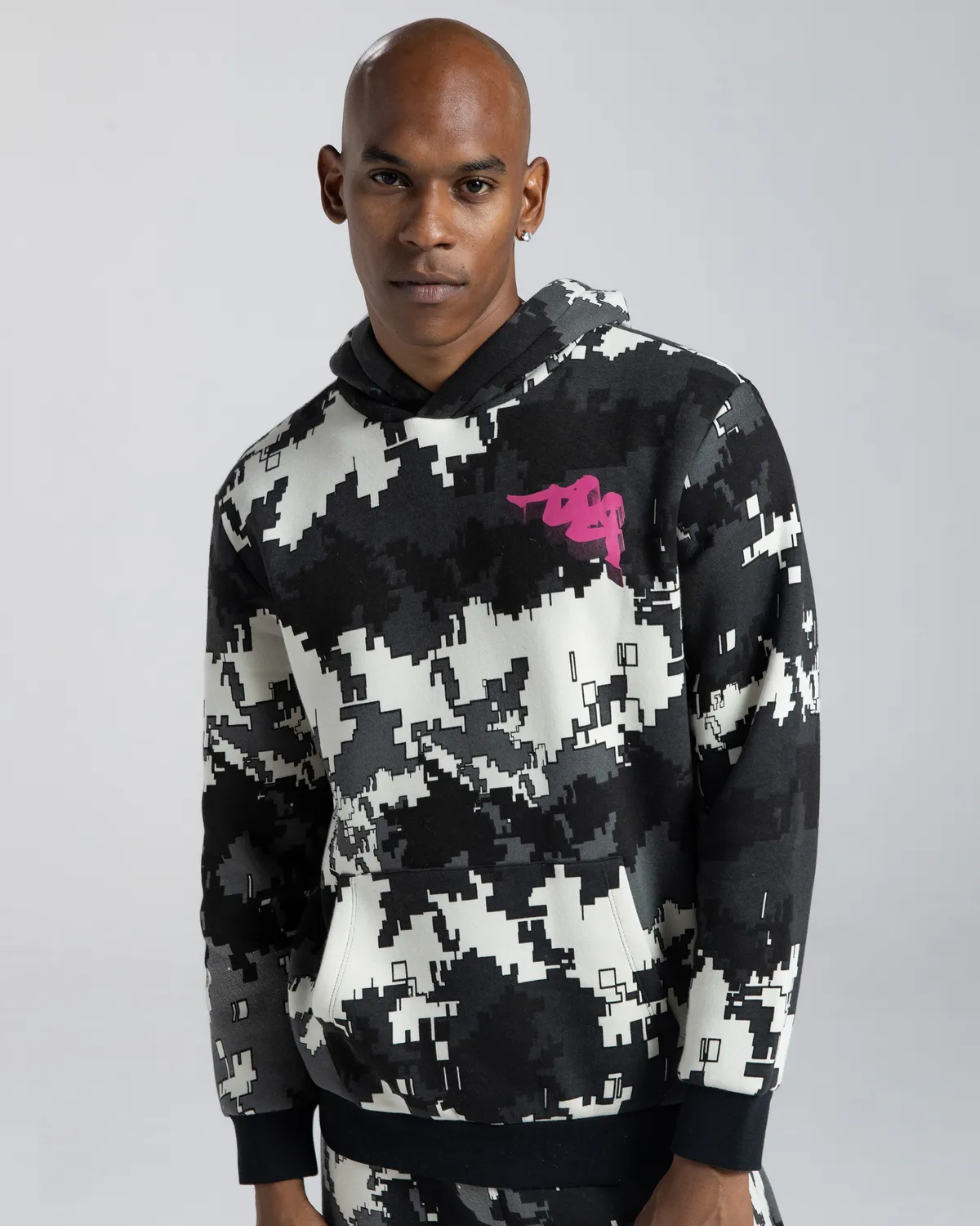 Siyah Authentic Graphik Gimmy Erkek Siyah-Beyaz Comfort Hoodie