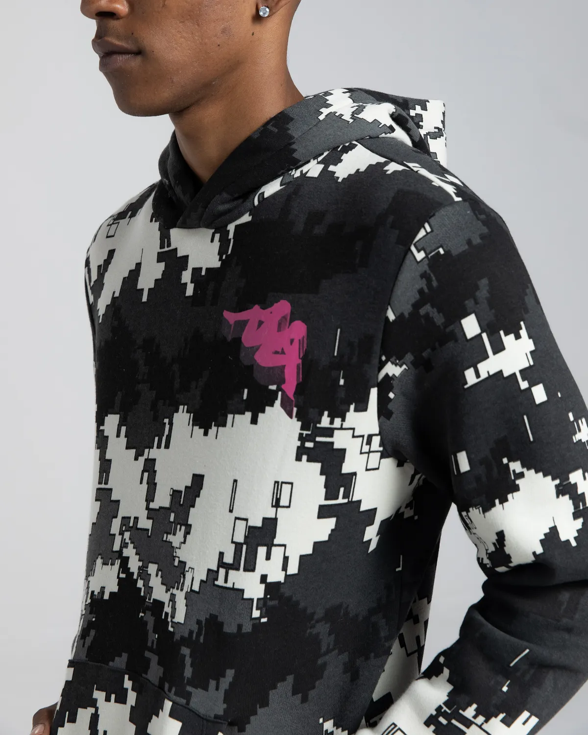 Siyah Authentic Graphik Gimmy Erkek Siyah-Beyaz Comfort Hoodie