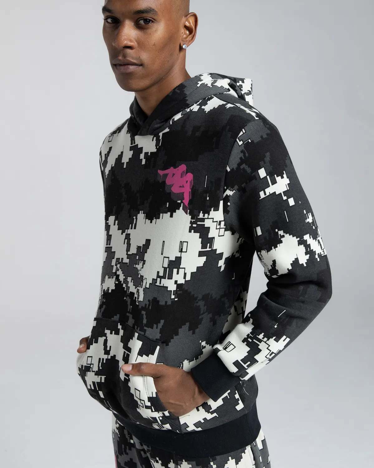 Siyah Authentic Graphik Gimmy Erkek Siyah-Beyaz Comfort Hoodie