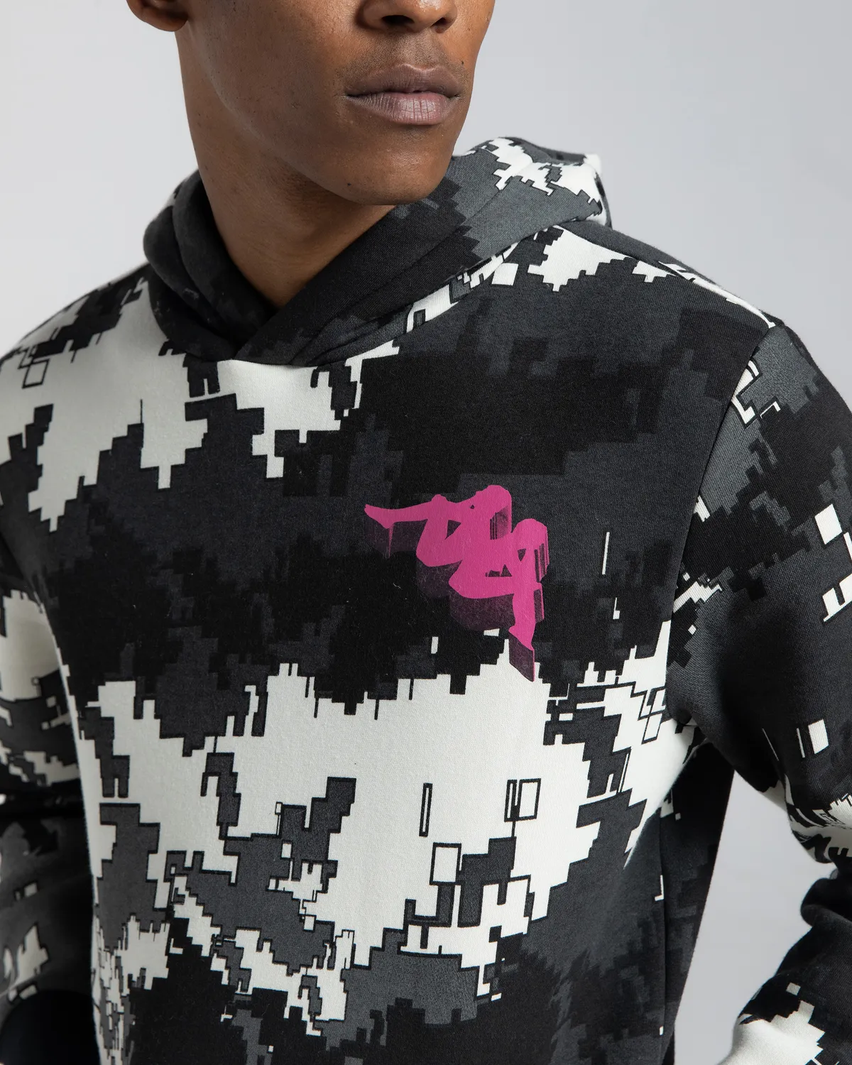 Siyah Authentic Graphik Gimmy Erkek Siyah-Beyaz Comfort Hoodie