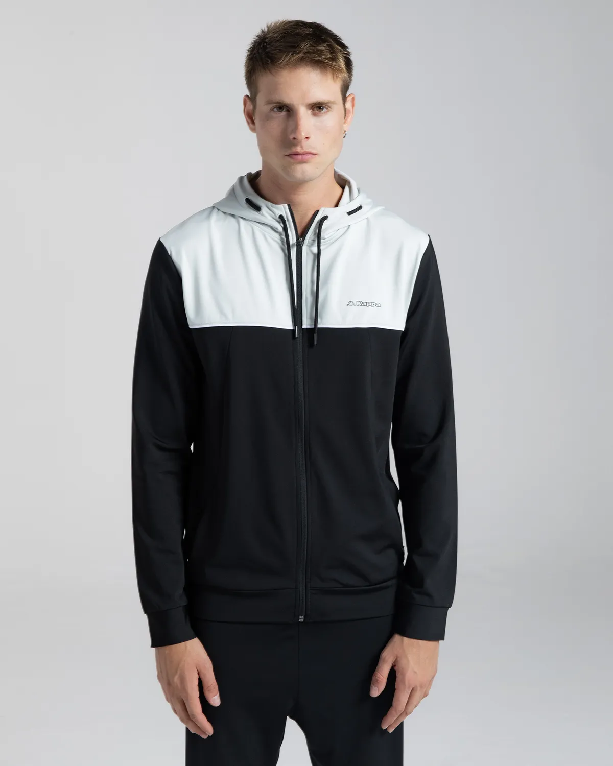 Siyah Mestu Erkek Siyah-Beyaz Regular Fermuarlı Eşofman Üstü