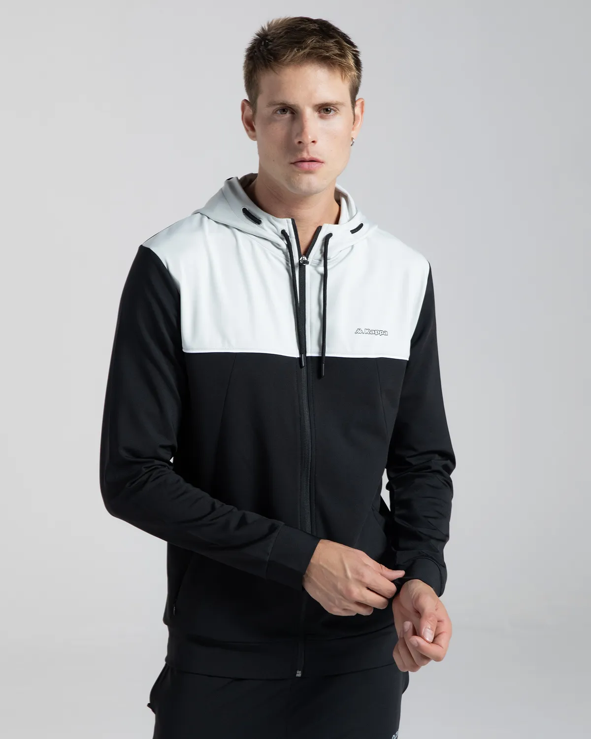 Siyah Mestu Erkek Siyah-Beyaz Regular Fermuarlı Eşofman Üstü