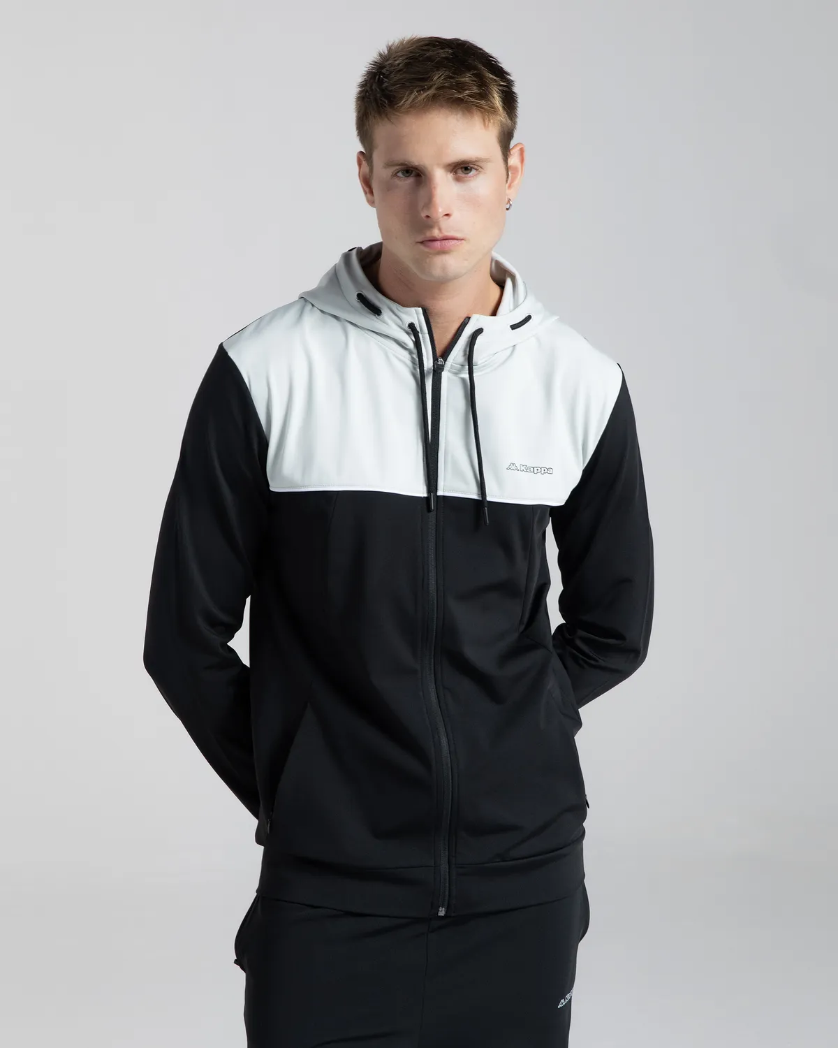 Siyah Mestu Erkek Siyah-Beyaz Regular Fermuarlı Eşofman Üstü