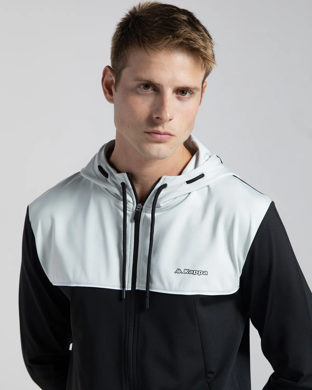 Siyah Mestu Erkek Siyah-Beyaz Regular Fermuarlı Eşofman Üstü