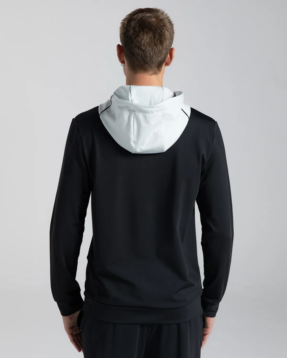 Siyah Mestu Erkek Siyah-Beyaz Regular Fermuarlı Eşofman Üstü