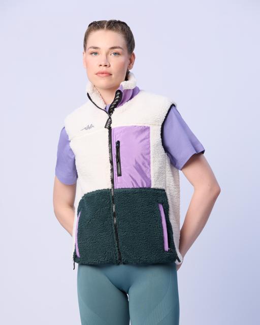 Beyaz Wattawa Kadın Beyaz - Yeşil Regular Fit Polar Yelek - KAPPA® Türkiye