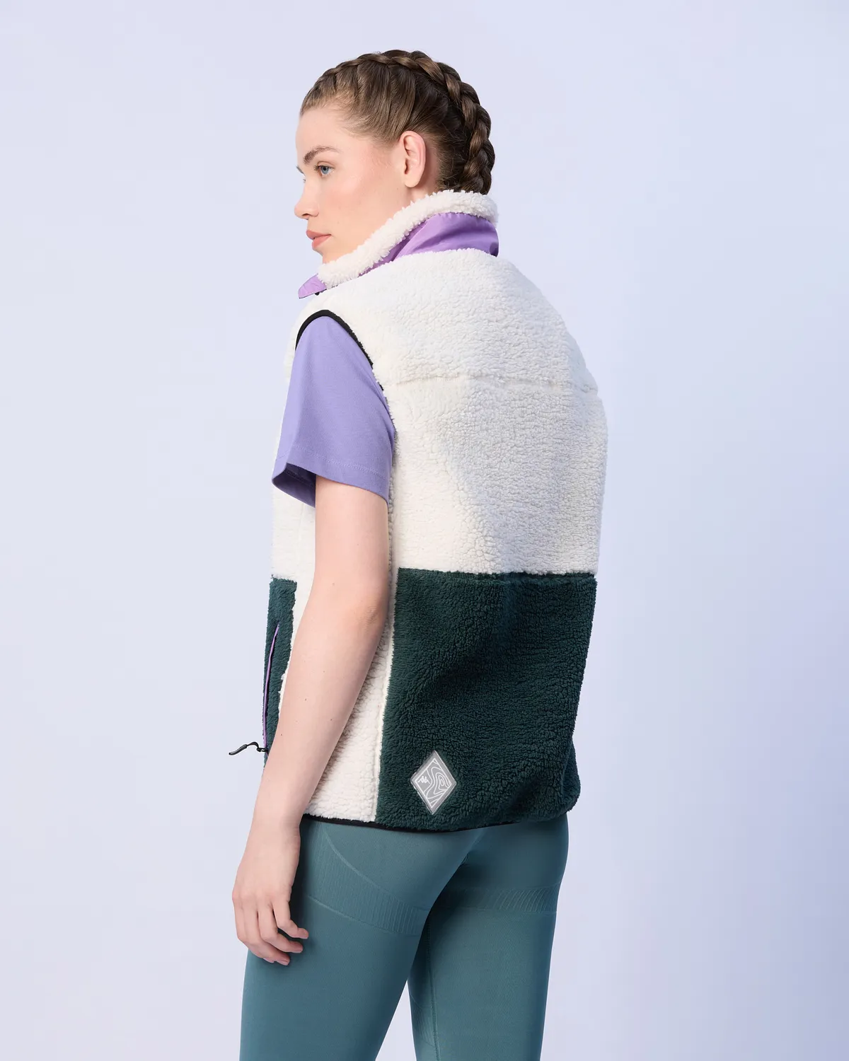 Beyaz Wattawa Kadın Beyaz - Yeşil Regular Fit Polar Yelek