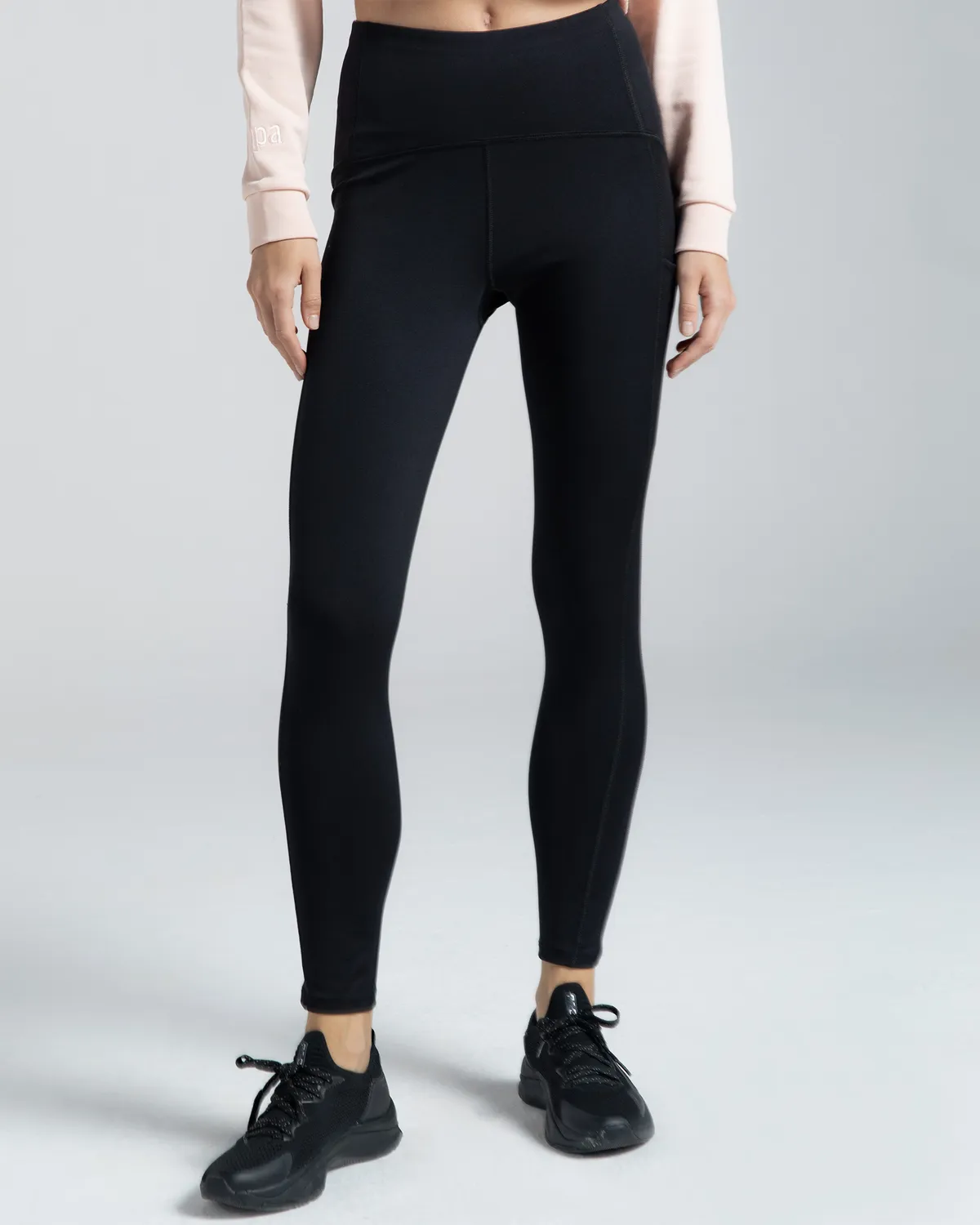 Siyah Logo Rune Kadın Siyah Skin Fit Tayt