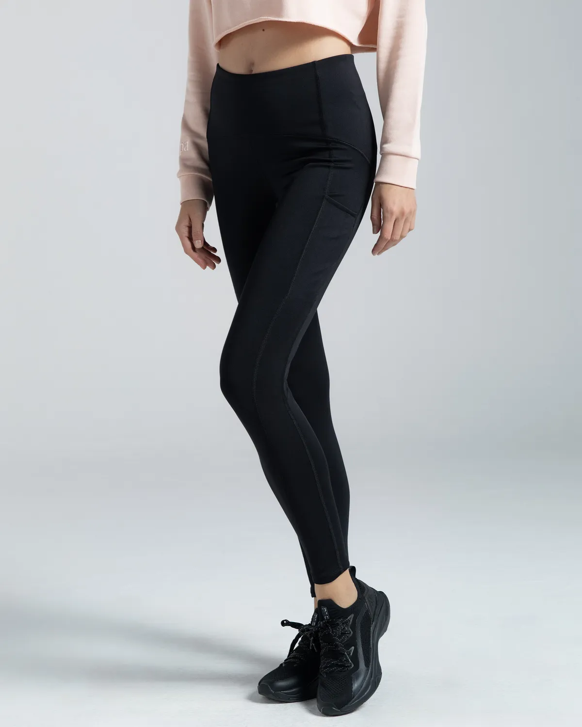 Siyah Logo Rune Kadın Siyah Skin Fit Tayt