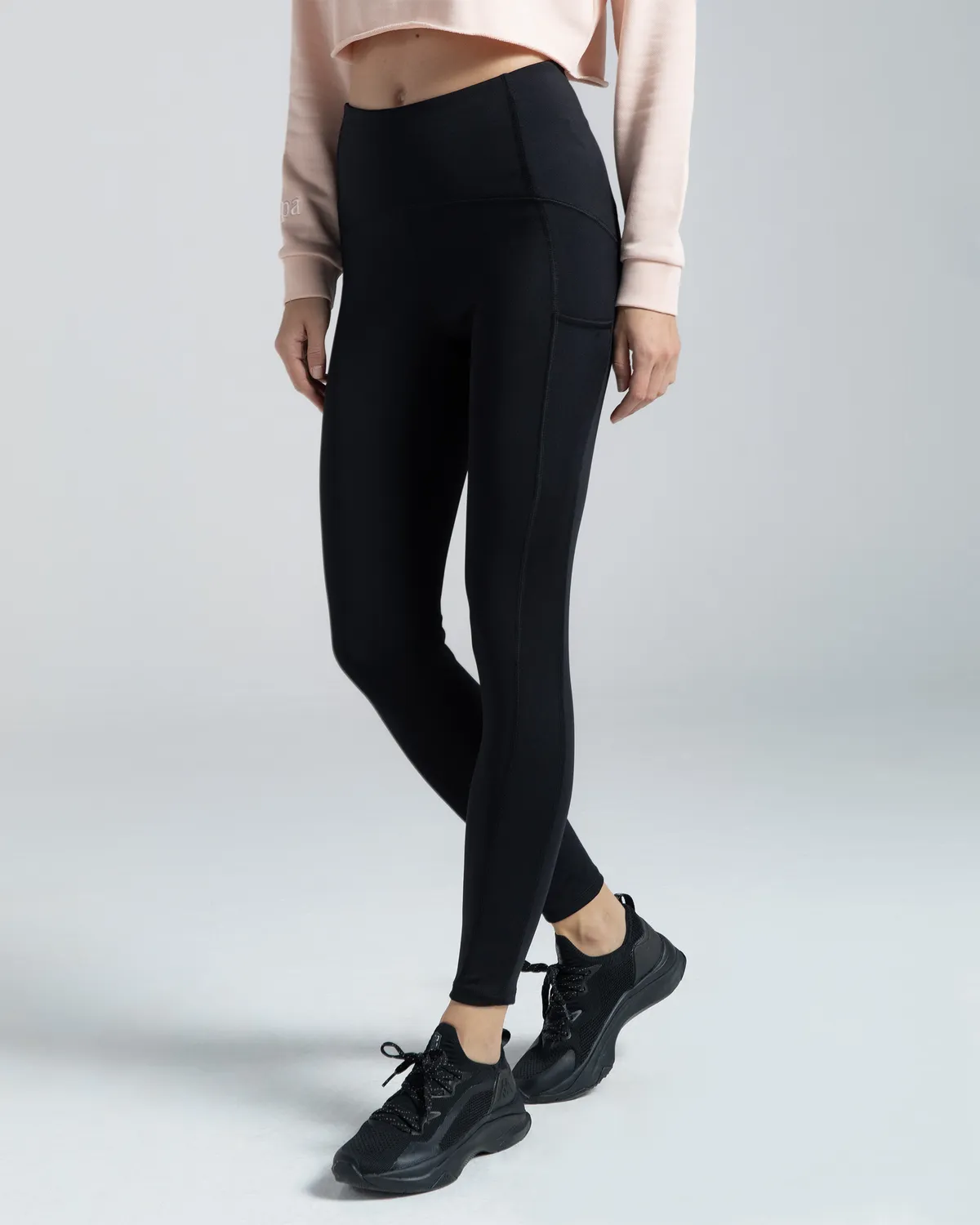 Siyah Logo Rune Kadın Siyah Skin Fit Tayt