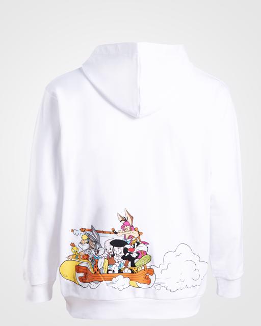 Beyaz Authentic Dinos Warner Bros - Looney Tunes Unisex Beyaz Siyah Comfort Fit Hoodie - KAPPA® Türkiye