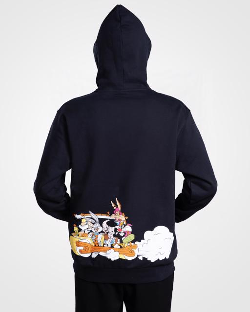 Siyah Authentic Dinos Warner Bros - Looney Tunes Unisex Siyah Beyaz Comfort Fit Hoodie - KAPPA® Türkiye