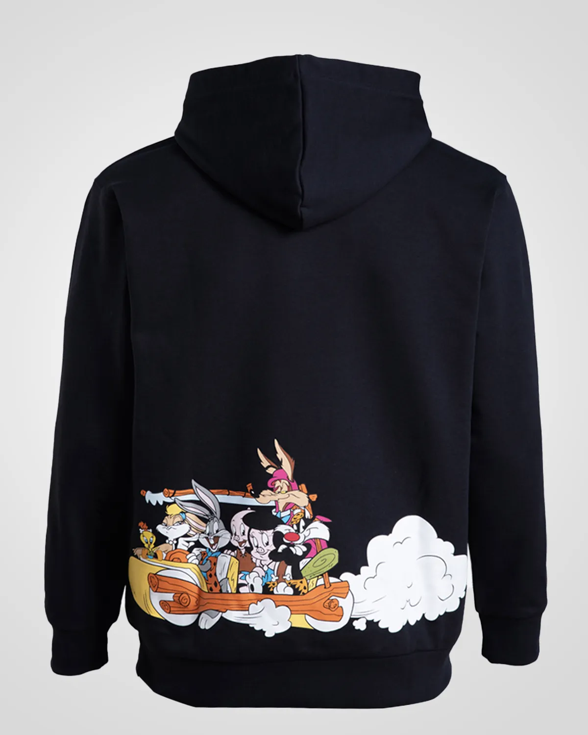 Siyah Authentic Dinos Warner Bros - Looney Tunes Unisex Siyah Beyaz Comfort Fit Hoodie