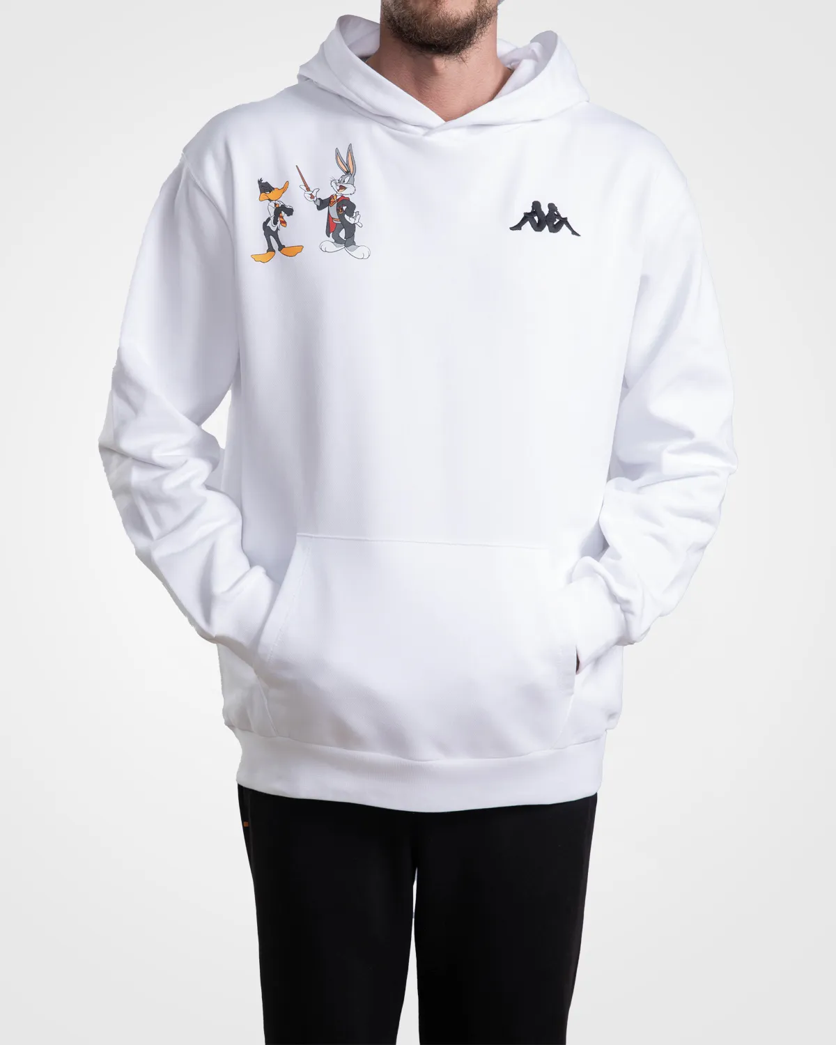 Beyaz Authentic Dario Warner Bros - Looney Tunes Unisex Beyaz Siyah Comfort Fit Hoodie