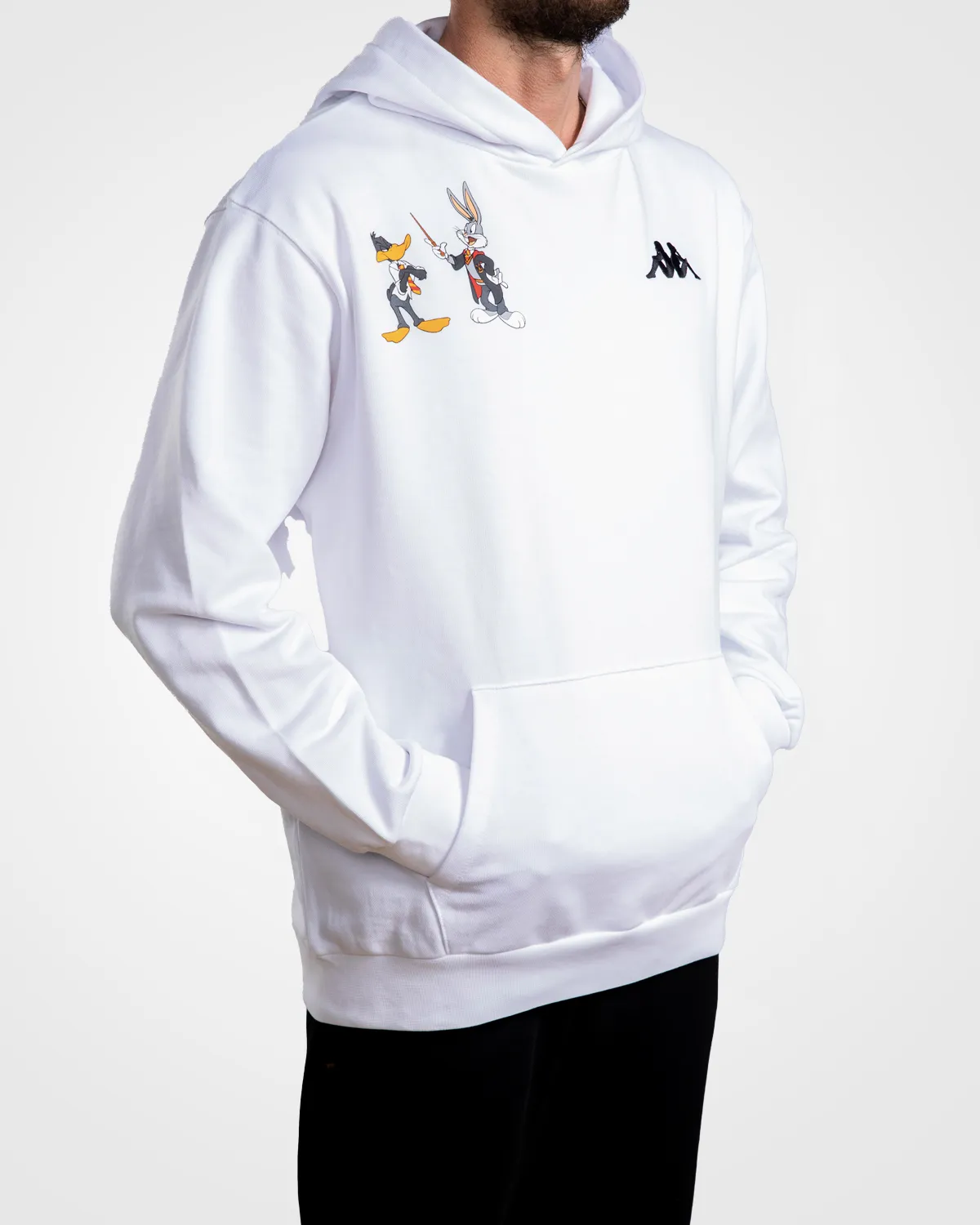 Beyaz Authentic Dario Warner Bros - Looney Tunes Unisex Beyaz Siyah Comfort Fit Hoodie