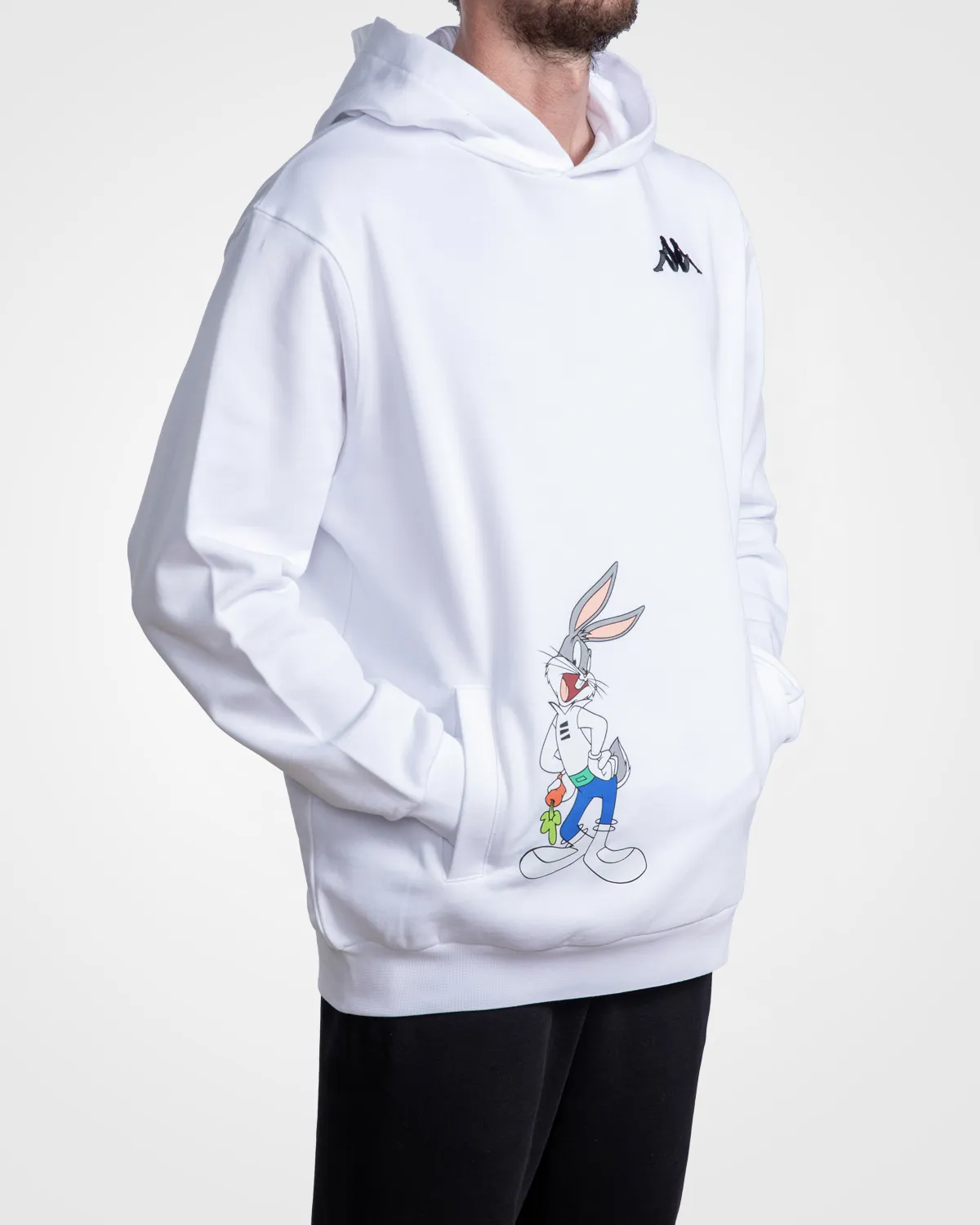 Beyaz Authentic Daxen Warner Bros - Looney Tunes Unisex Beyaz Siyah Comfort Fit Hoodie