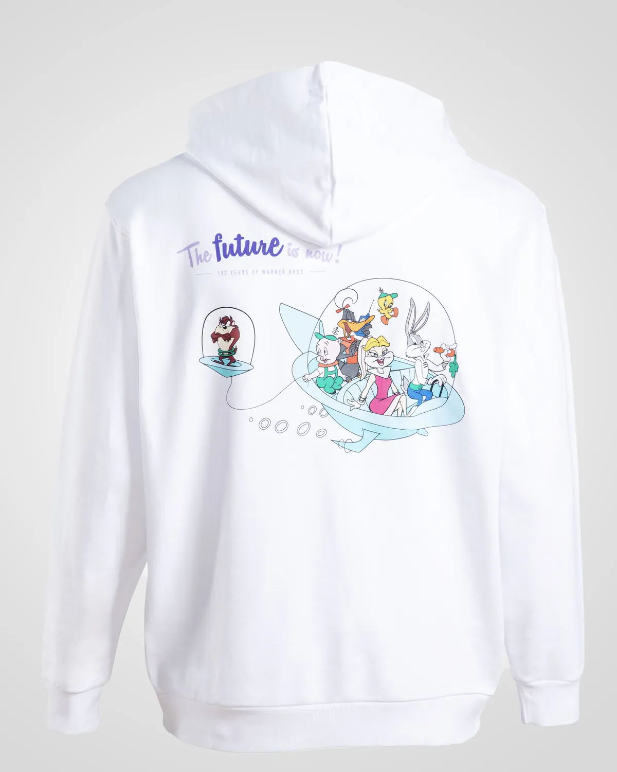 Beyaz Authentic Daxen Warner Bros - Looney Tunes Unisex Beyaz Siyah Comfort Fit Hoodie