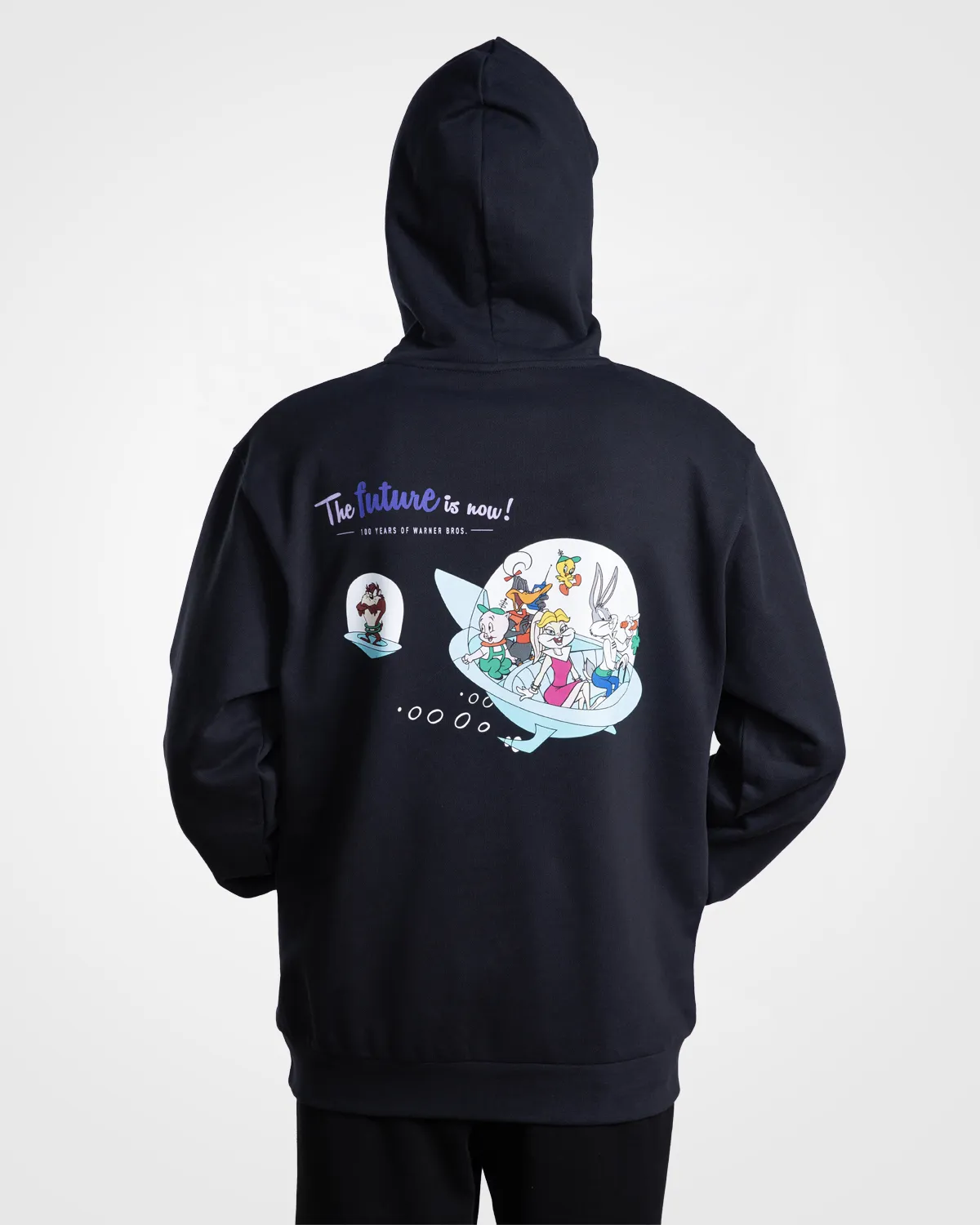 Siyah Authentic Daxen Warner Bros - Looney Tunes Unisex Siyah Beyaz Comfort Fit Hoodie