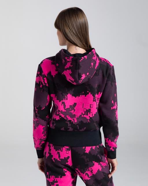 Siyah Authentic Graphik Grace Kadın Siyah - Pembe Comfort Fit Hoodie - KAPPA® Türkiye