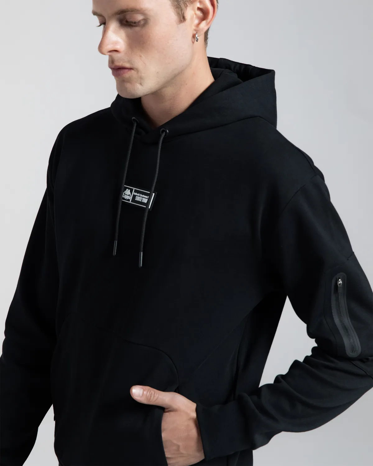 Siyah Authentic Mikap Erkek Siyah Oversize Hoodie