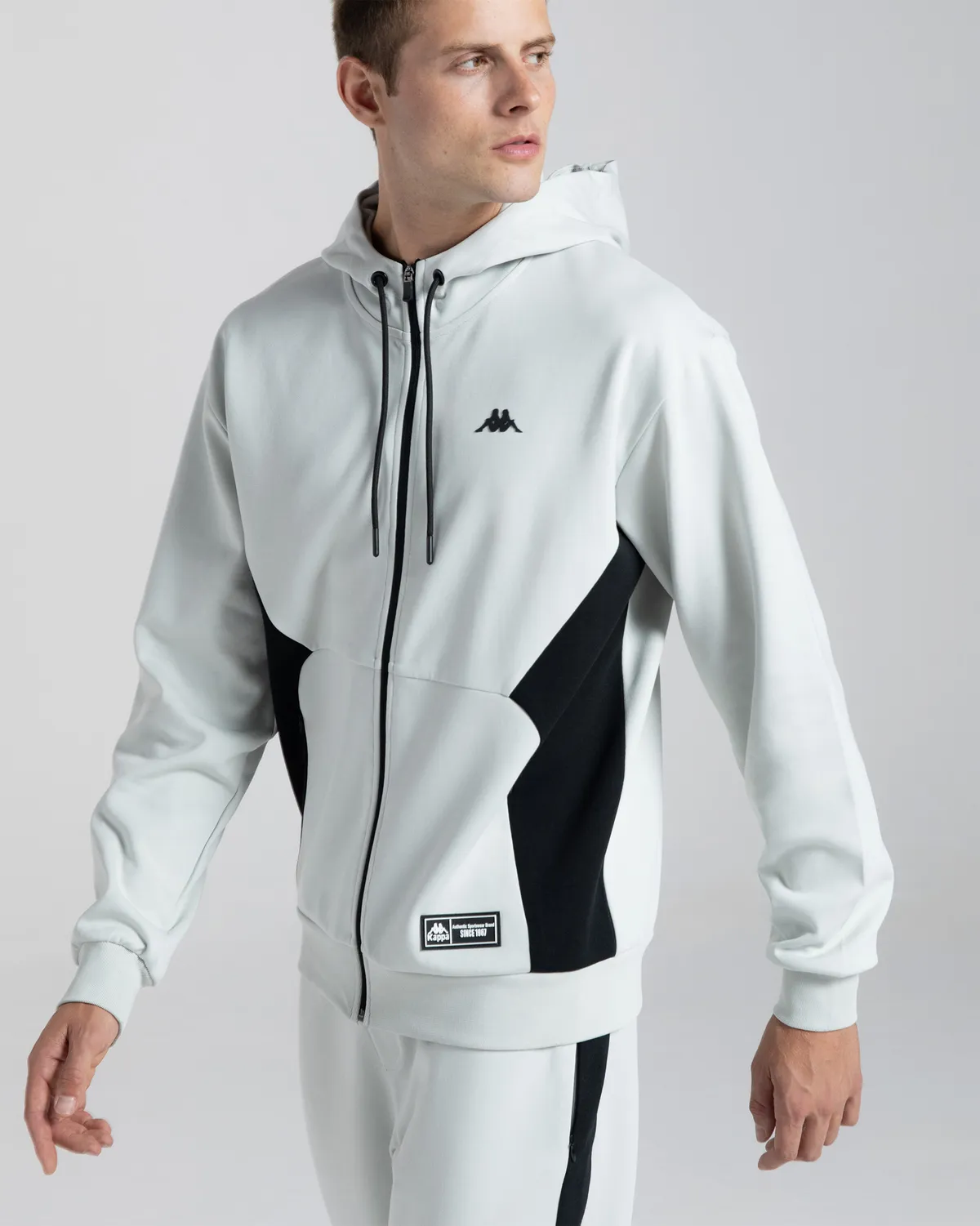 Gri Authentic Karin Erkek Açık Gri - Siyah Regular Fermuarlı Eşofman Üstü