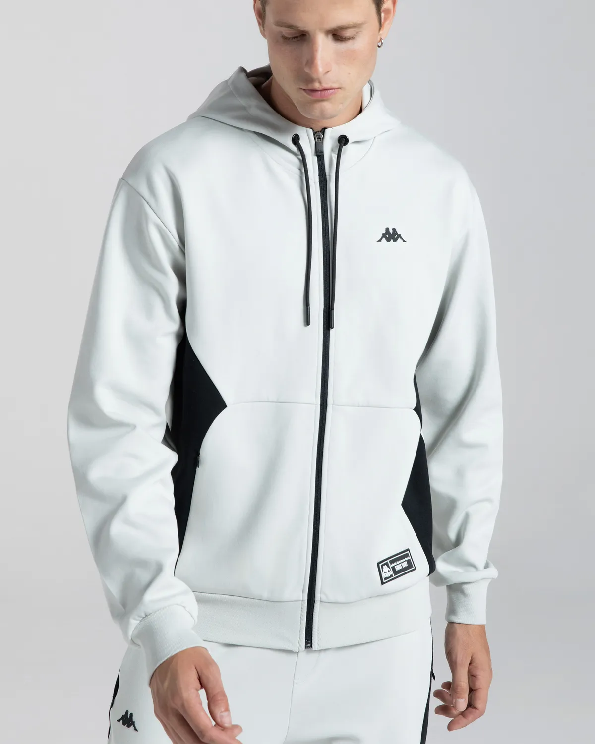 Gri Authentic Karin Erkek Açık Gri - Siyah Regular Fermuarlı Eşofman Üstü