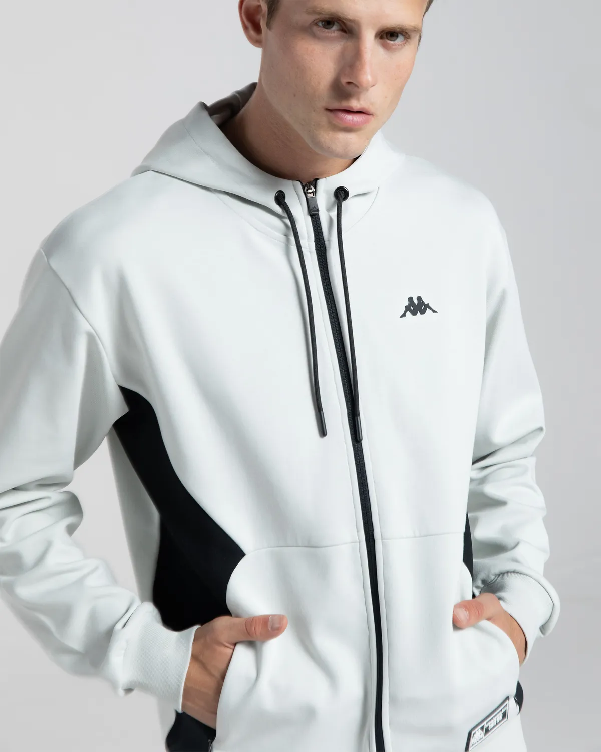 Gri Authentic Karin Erkek Açık Gri - Siyah Regular Fermuarlı Eşofman Üstü