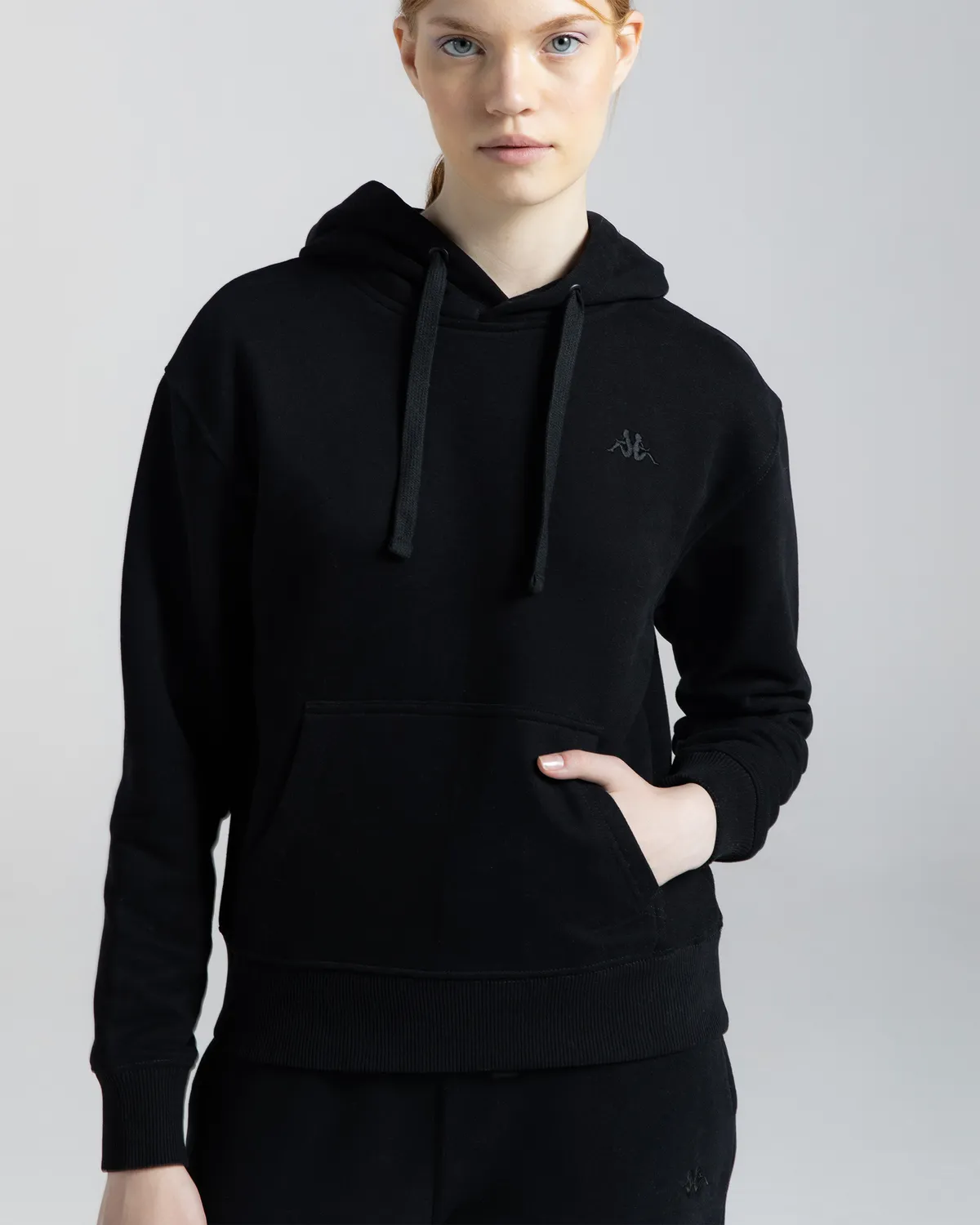 Siyah Authentic Kei Kadın Siyah Comfort Fit Hoodie