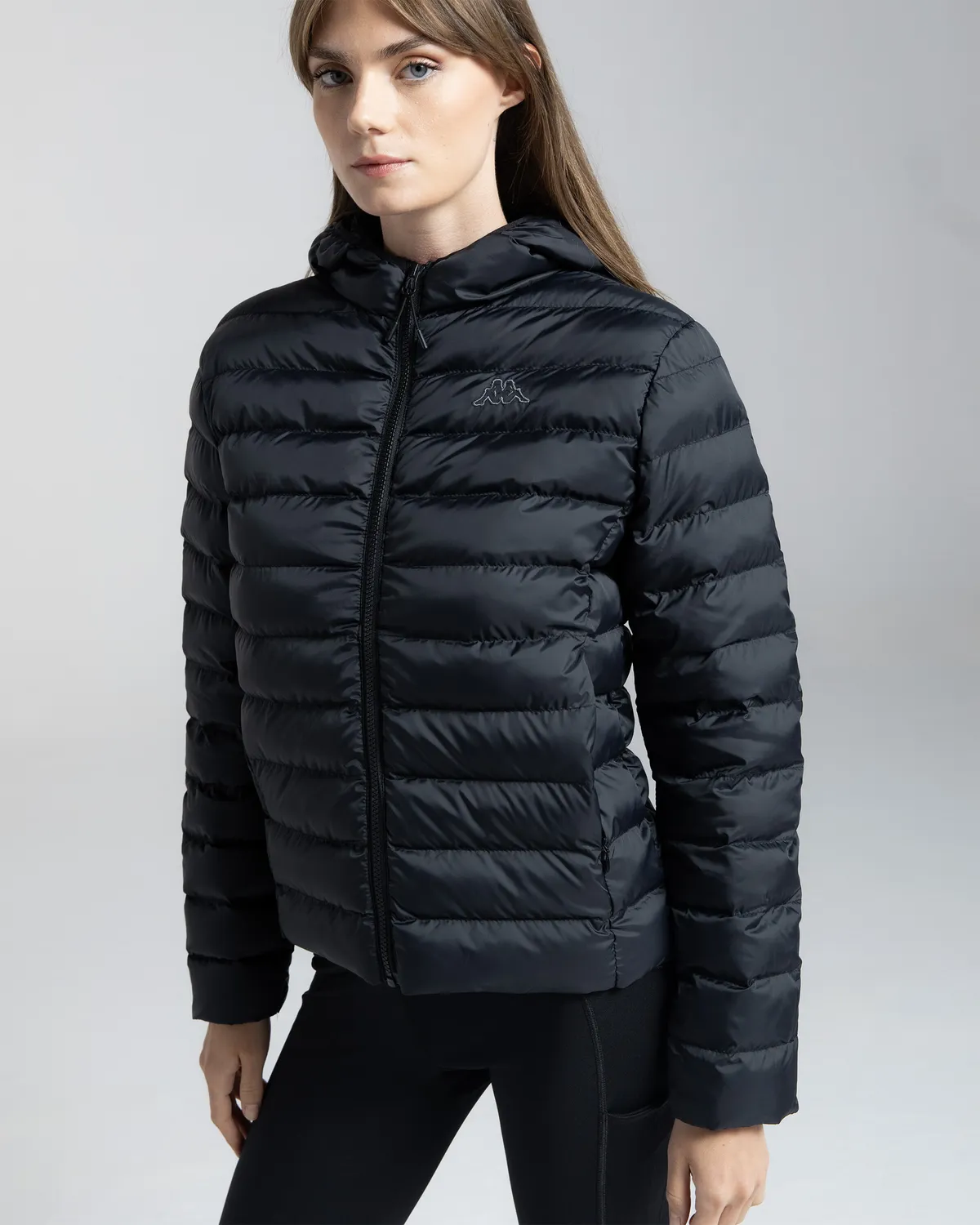 Siyah Logo Riju Kadın Siyah Regular Fit Şişme Mont