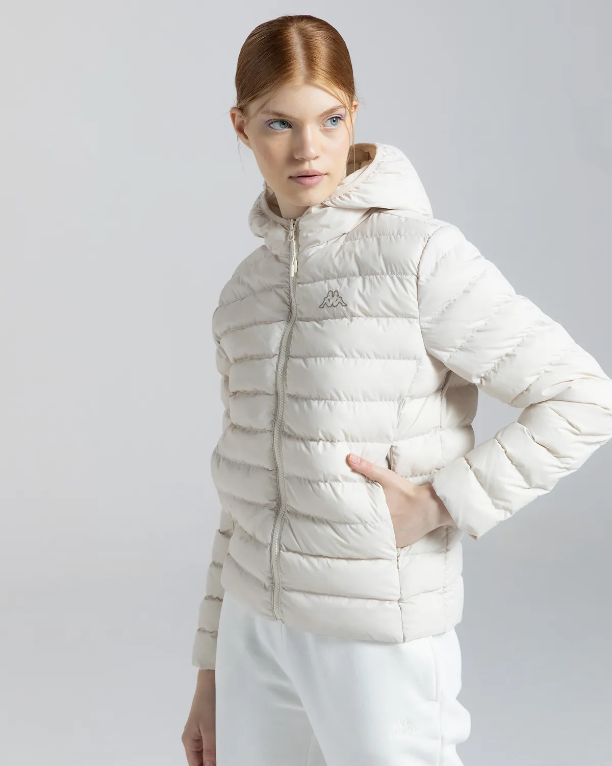 Bej Logo Riju Kadın Bej Regular Fit Şişme Mont