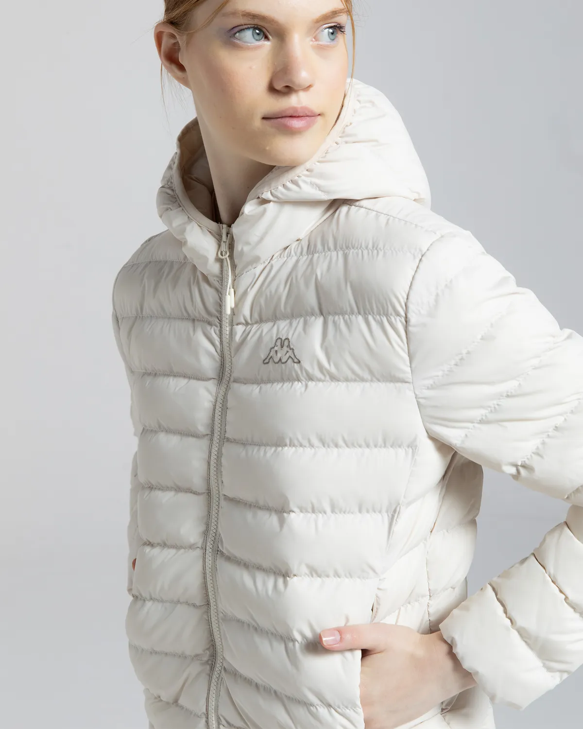 Bej Logo Riju Kadın Bej Regular Fit Şişme Mont