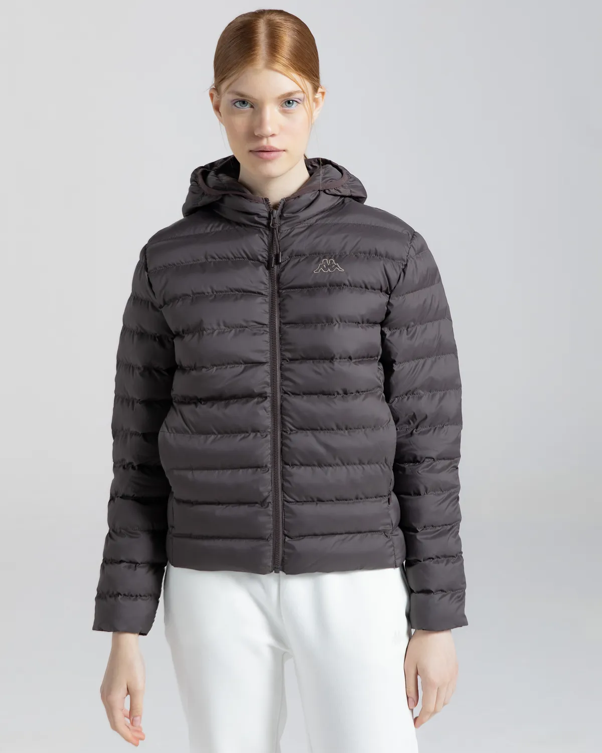 Kahverengi Logo Riju Kadın Kahverengi Regular Fit Şişme Mont