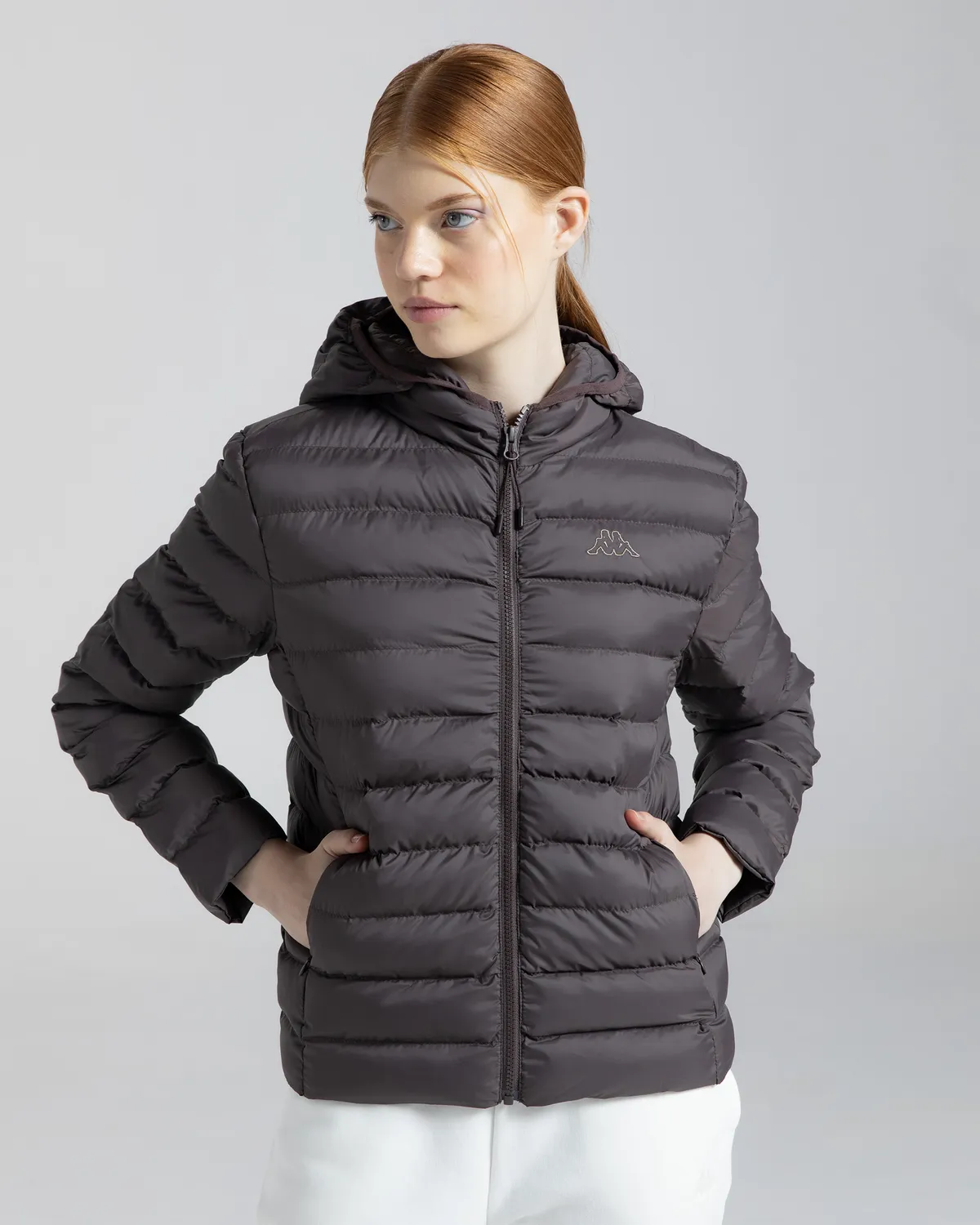 Kahverengi Logo Riju Kadın Kahverengi Regular Fit Şişme Mont