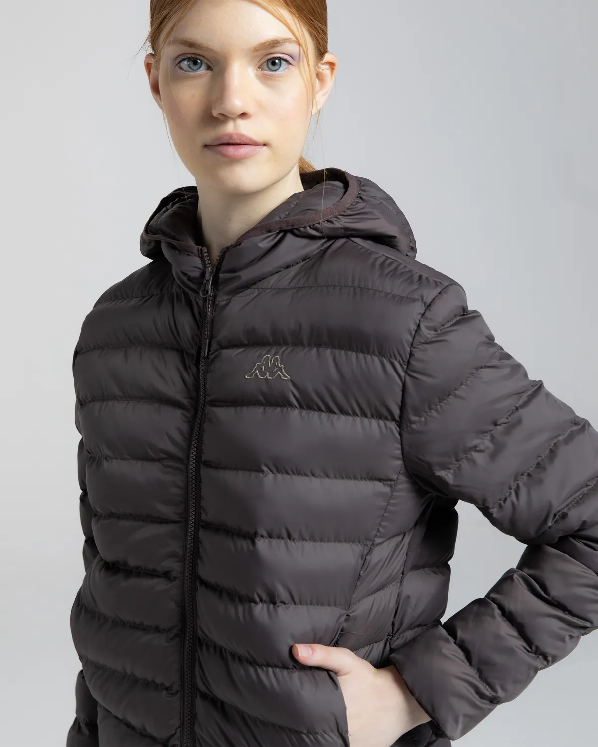 Kahverengi Logo Riju Kadın Kahverengi Regular Fit Şişme Mont