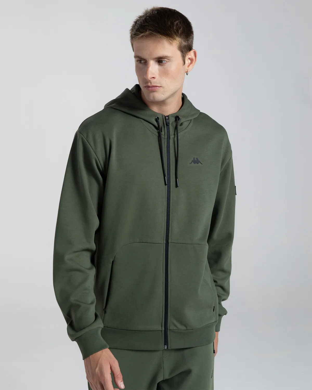 Yeşil Authentic Aika Erkek Haki Comfort Fit Fermuarlı Eşofman Üstü