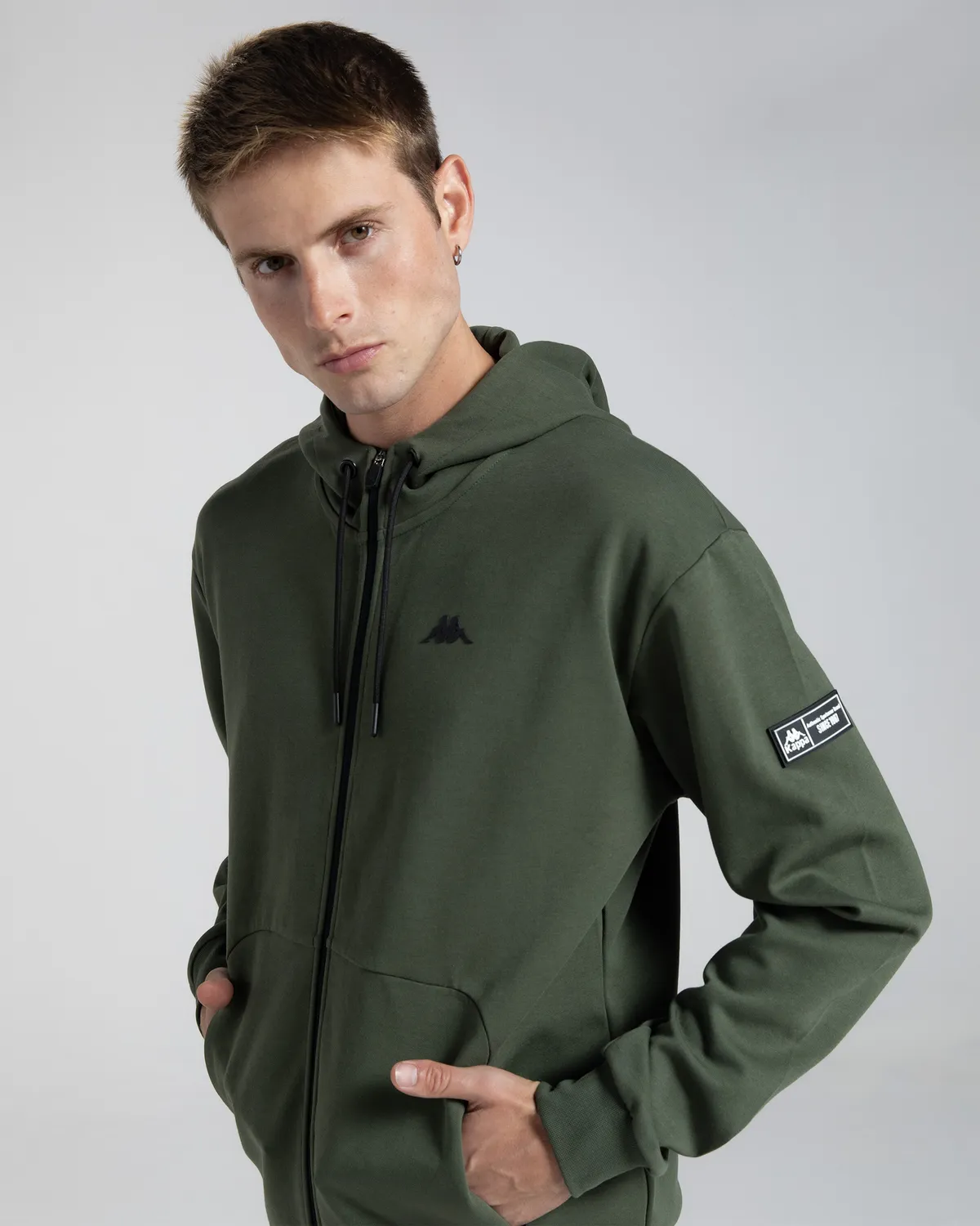 Yeşil Authentic Aika Erkek Haki Comfort Fit Fermuarlı Eşofman Üstü