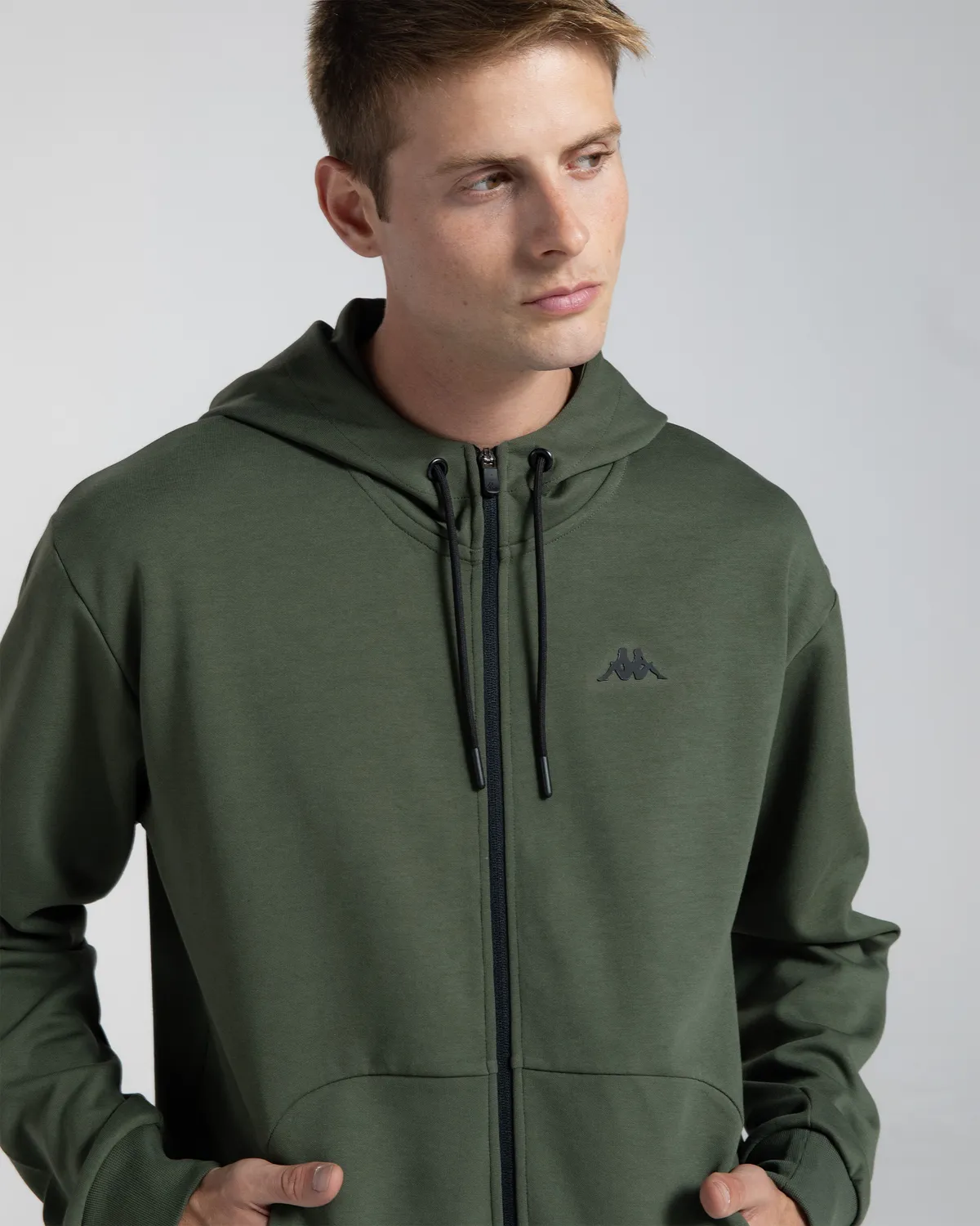 Yeşil Authentic Aika Erkek Haki Comfort Fit Fermuarlı Eşofman Üstü