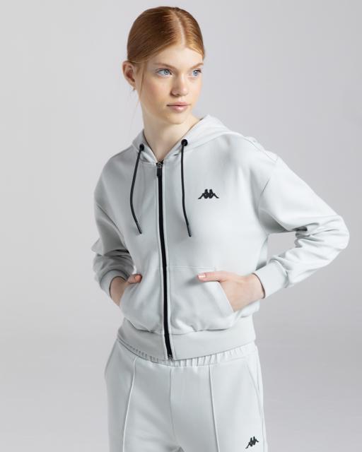Gri Authentic Moe Kadın Gri Regular Fit Fermuarlı Eşofman Üstü - KAPPA® Türkiye