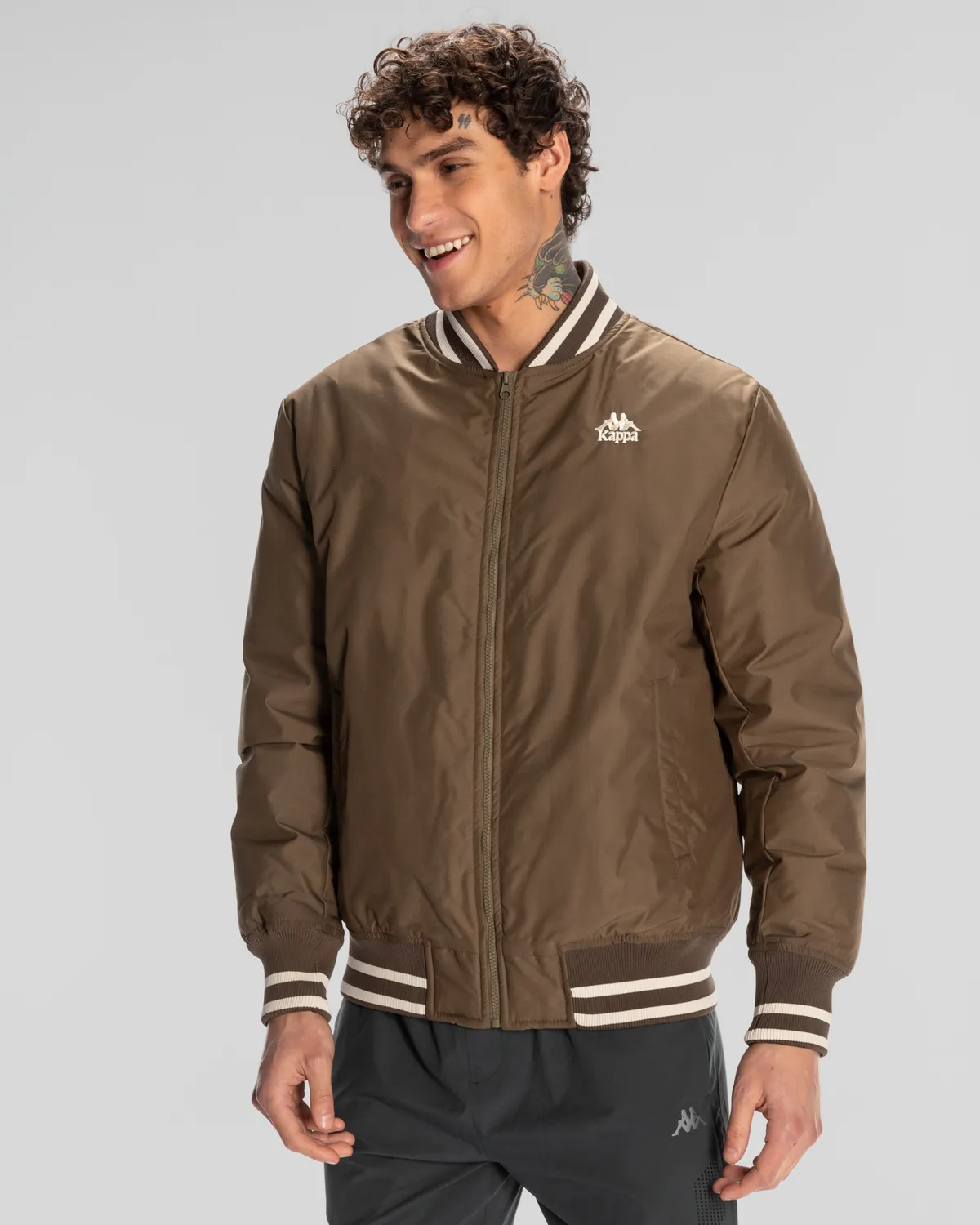 Yeşil Authentic Gomin Erkek Haki Comfort Fit Bomber Ceket